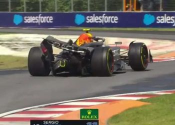 Checo Pérez se retira tras chocar en el Gran Premio de Canadá 2024