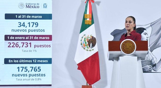 Claudia Sheinbaum resalta récord histórico de empleo formal en marzo