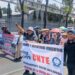 Policías resguardan el INE por protesta de la CNTE; suspenden actividades presenciales