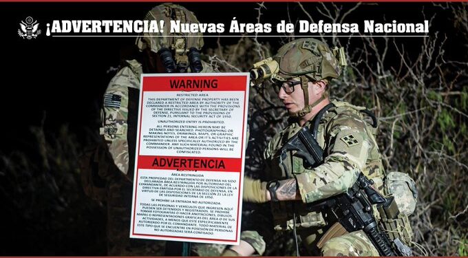 EE.UU. designa zonas militares en la frontera con México; advierte arrestos a migrantes