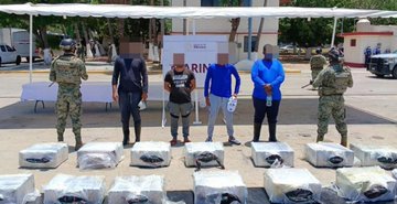 Decomisan 559 kilos de cocaína en operativo naval frente a costas de Oaxaca