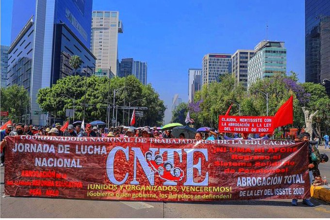 CNTE anuncia nuevas movilizaciones y prevé protestas cerca del AICM y del estadio del Mundial 2026
